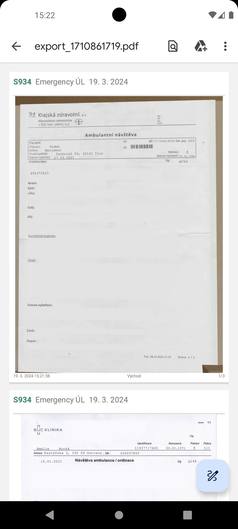 Exportovaná zpráva